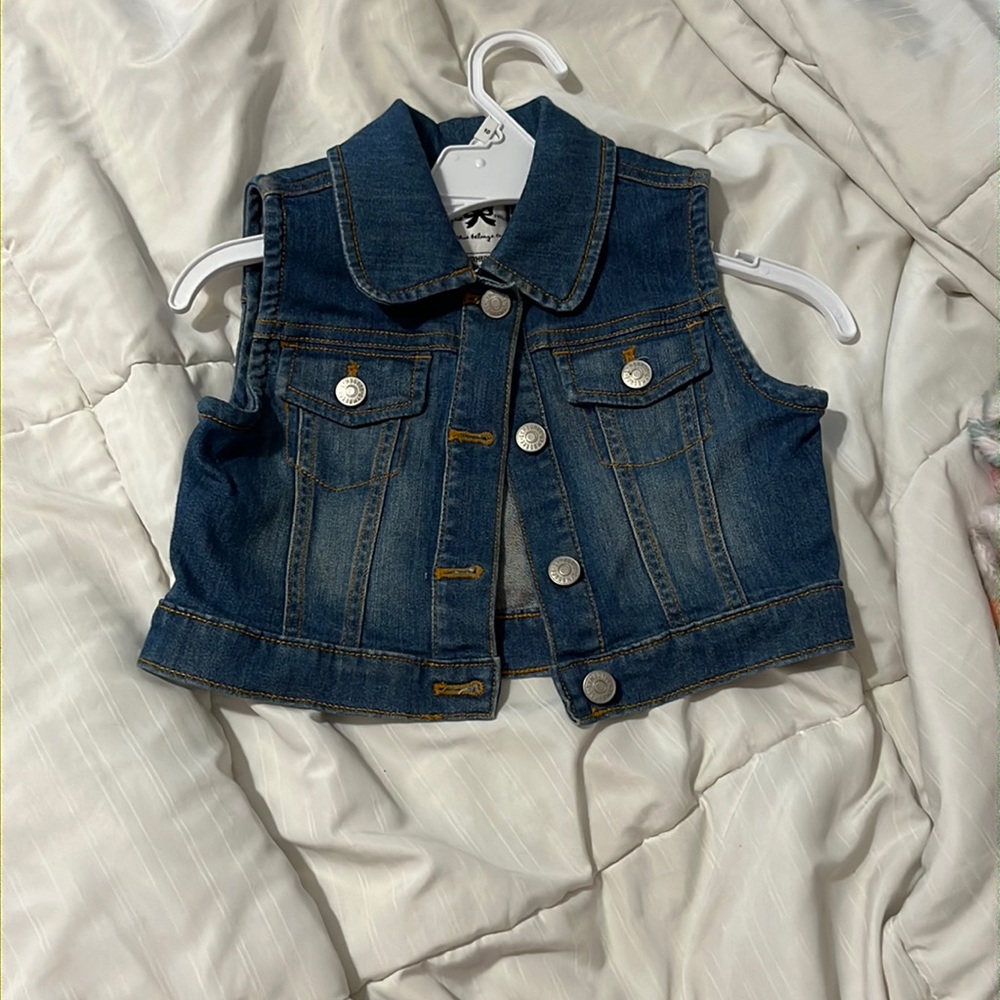 girls cropped jean vest